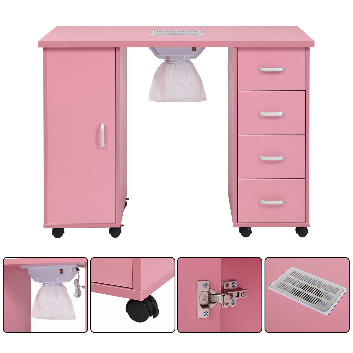 MDF Single Door 4 Drawers With Fans, Nail Art Table