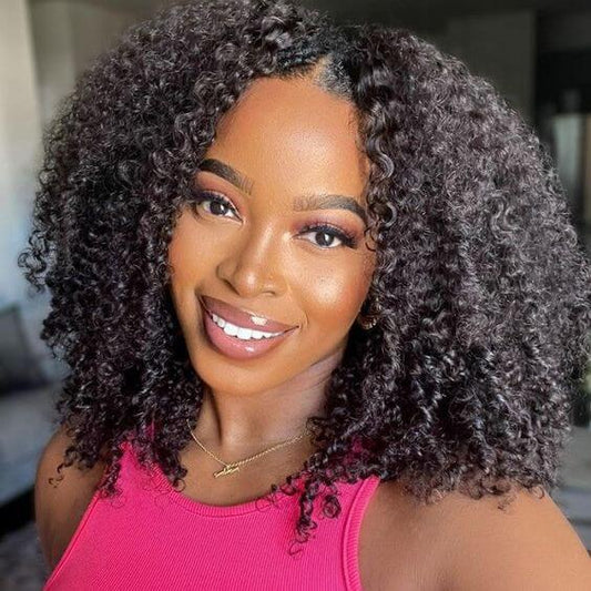 Human Hair 13x4 Lace Front Kinky Curly BOB Wig