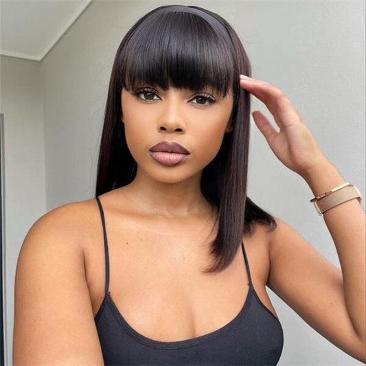 Human Hair 13x4 Lace Front Straight BOB Wig With Bangs