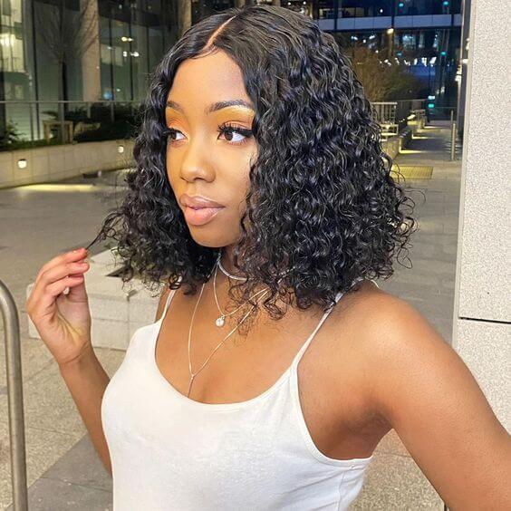 Human Hair 13x4 Lace Front Deep Curly BOB Wig