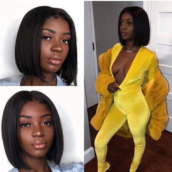 Human Hair 4x4 Lace Closure Straight BOB Wig