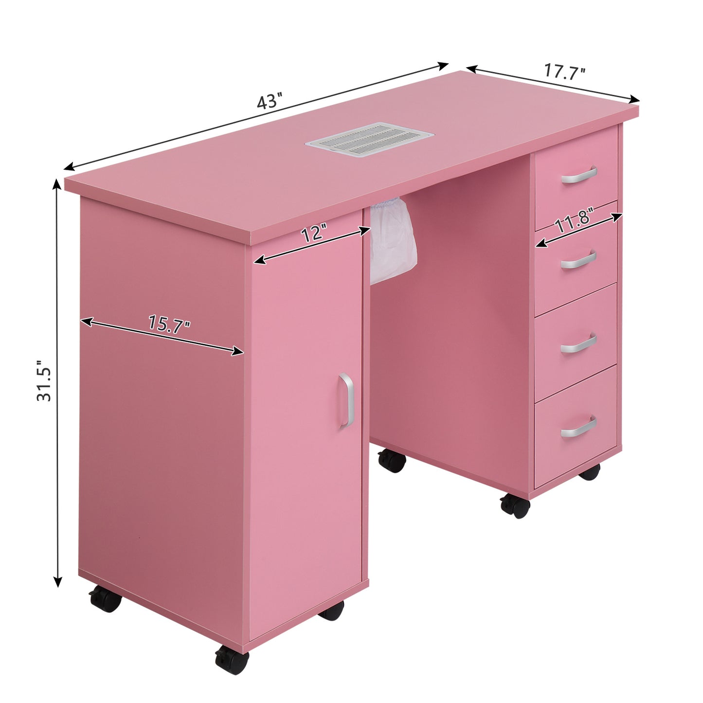 MDF Single Door 4 Drawers With Fans, Nail Art Table