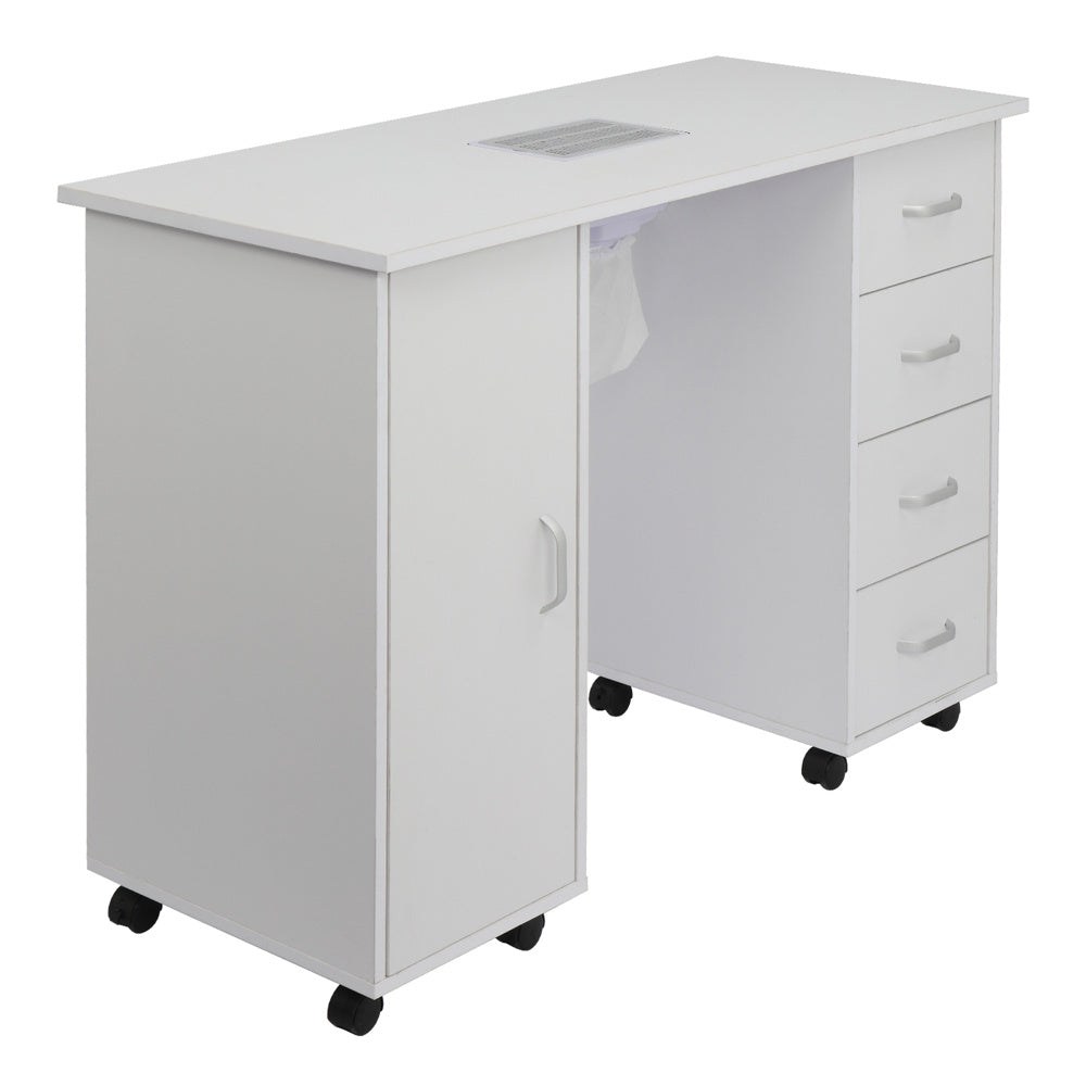 MDF Single Door 4 Drawers With Fans, White, Nail Art Table