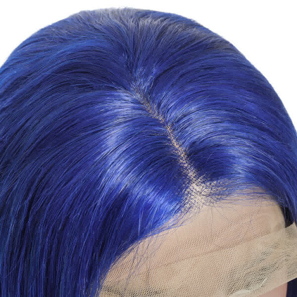 Human Hair 13x4 Lace Front Blue Straight BOB Wig