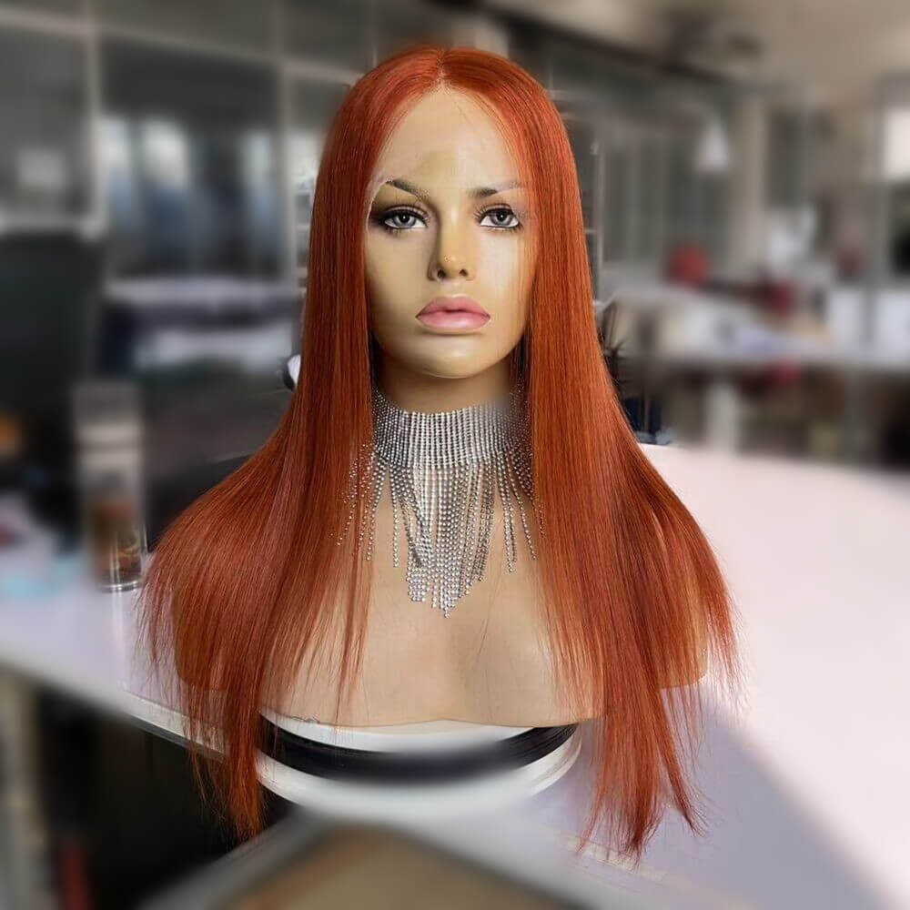 Human Hair 13x4 Lace Front Ginger 350 Wig - All textures are customizable